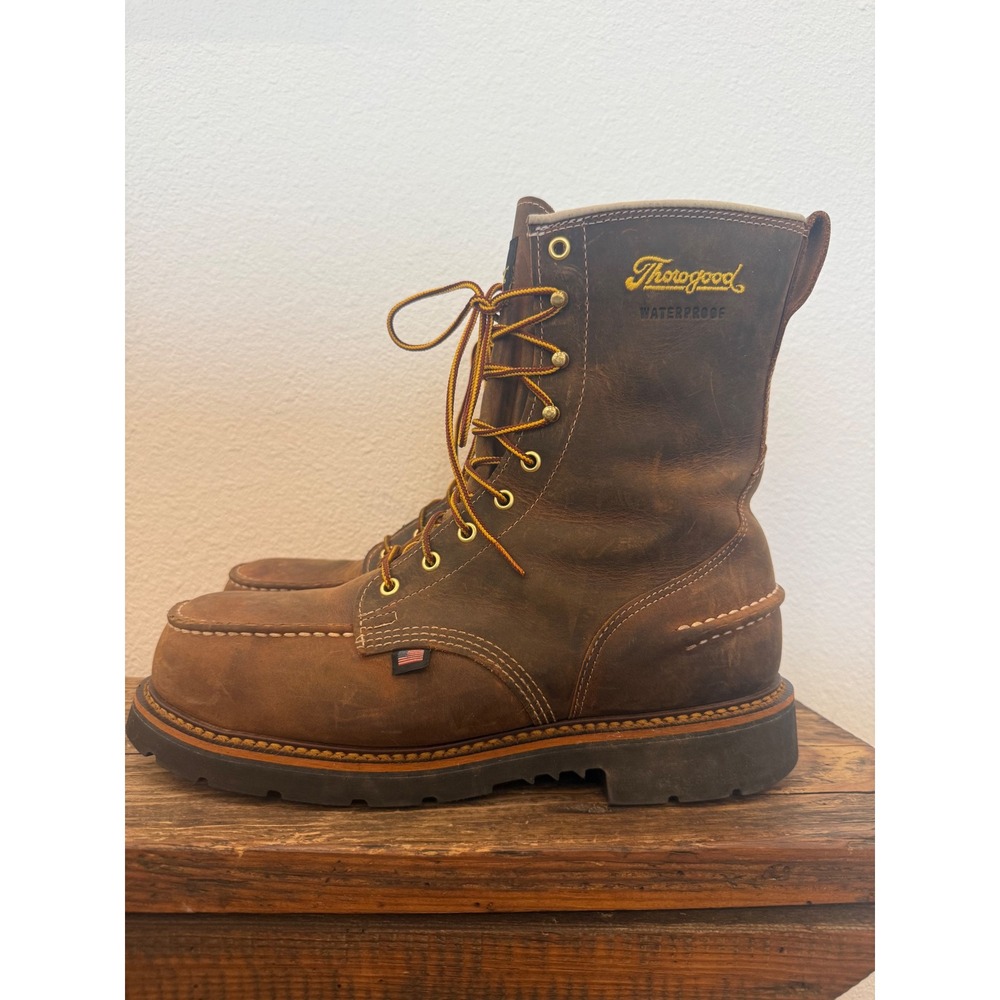 Thorogood 1957 Series 8 Waterproof Moc Toe Work Boots 804-3898 Brown Mens 11 D